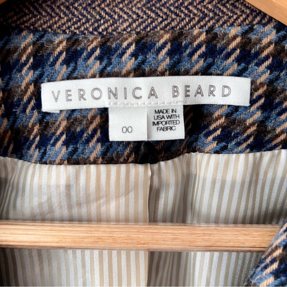 VERONICA BEARD | Faustine Dickey Houndstooth Mixed Media Jacket Blue Multi 00 - Picture 13 of 14